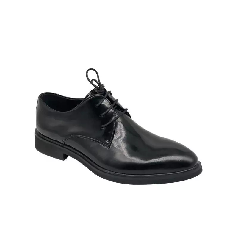 Black Genuine Patent Leather Rubber Sole Office Formal Shoes For Men